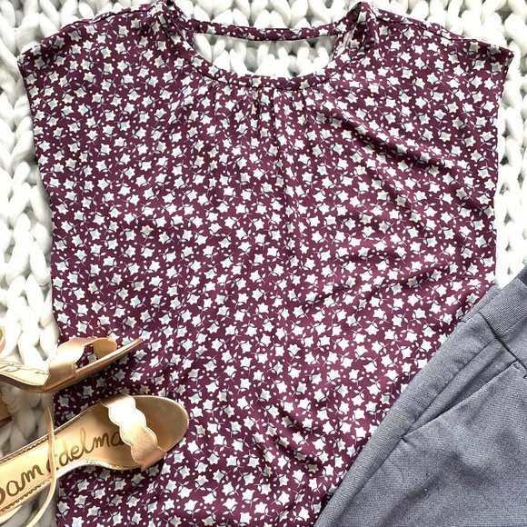 LOFT Tops - Loft---purple flowered blouse